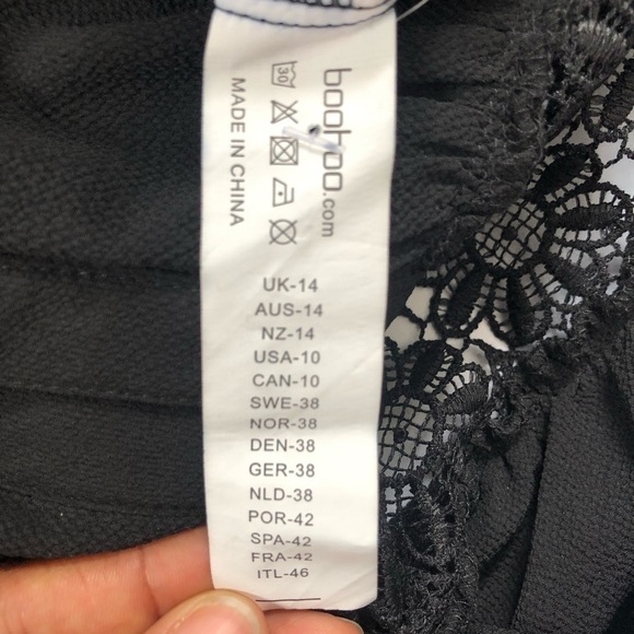 boohoo Crochet + Ladder Trim Button Through Blouse Black Size 10 - Picture 9 of 11